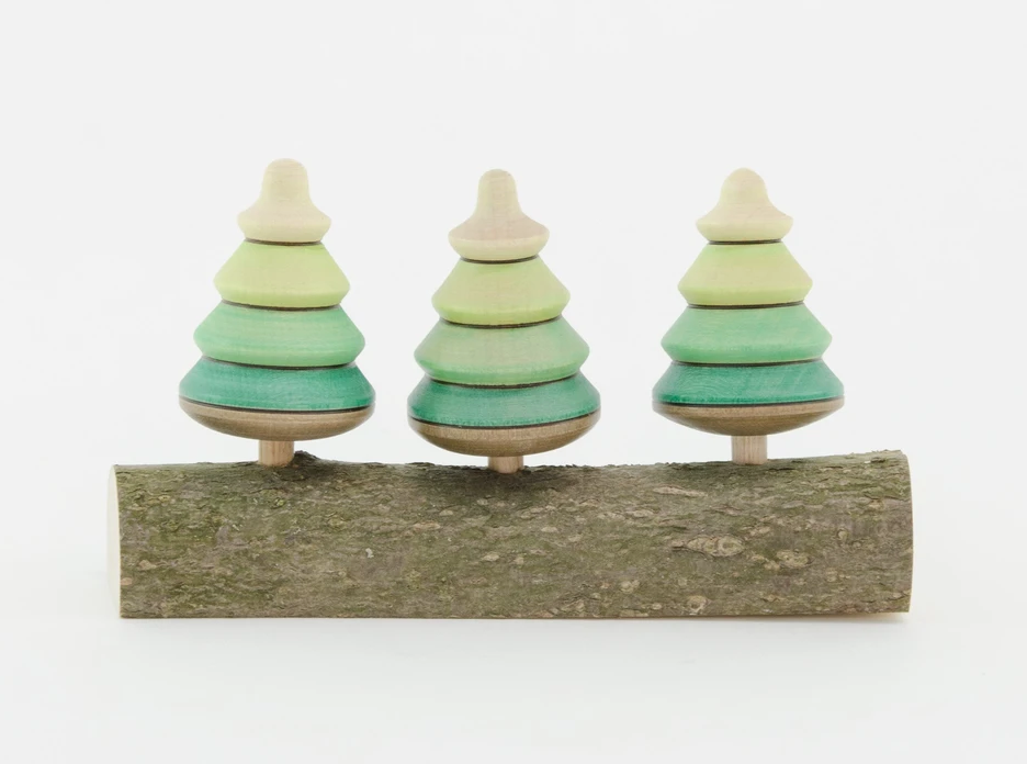 The Mader 3 Tree Spinning Tops on a branch